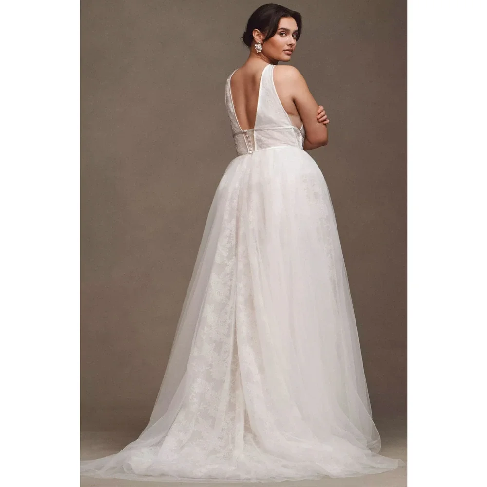 Willowby by Watters Dahlia Lace Wedding Dress Deep V Tulle Skirt Gown 15